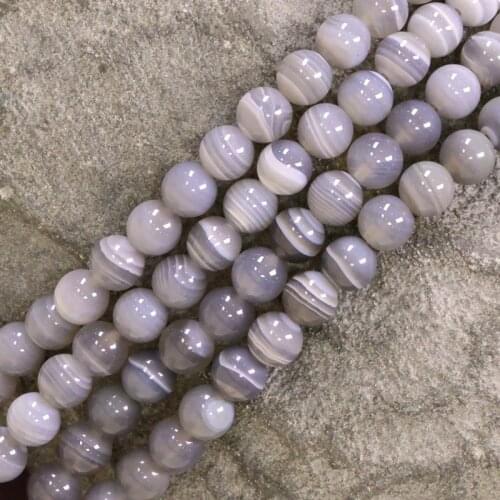 6-12mm Natural Round Gray Agates Banded Agates Stripe Onyx Beads For Jewelry Making Beads 15'' Needlework DIY Beads Trinket