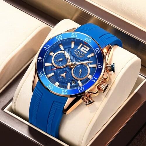 New Mens Watches LIGE Top Luxury Brand Chronograph Waterproof Quartz Watch for Men Date Sports Clock Male Relogio Masculino+Box