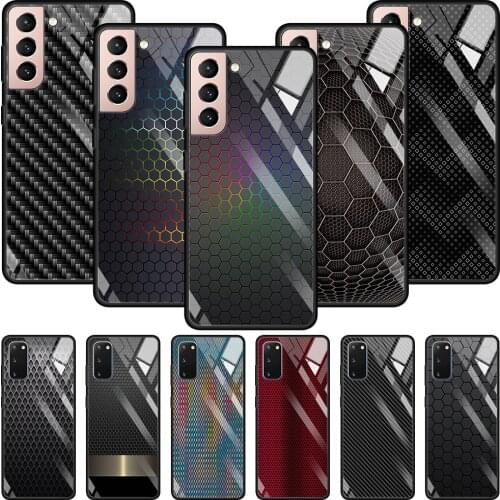 Carbon Fiber Smartphone Case For Samsung Galaxy S21 Ultra Plus S20 FE Plus S20Ultra S10 Lite S9 Glass Cover