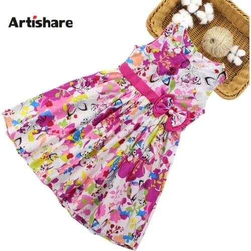 Dress For Girls Floral Dress For Girl Big Bow Children Dress Summer Costumes For Girls 6 8 10 12 14
