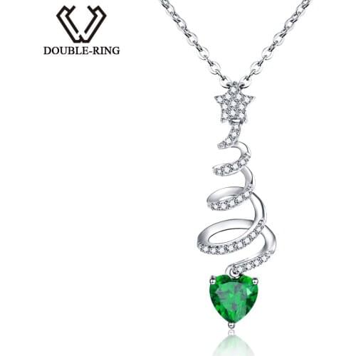 DOUBLE-R Real Solid 925 Sterling Silver necklaces for women sterling-silver-jewelry Classic Created Emerald Pendants