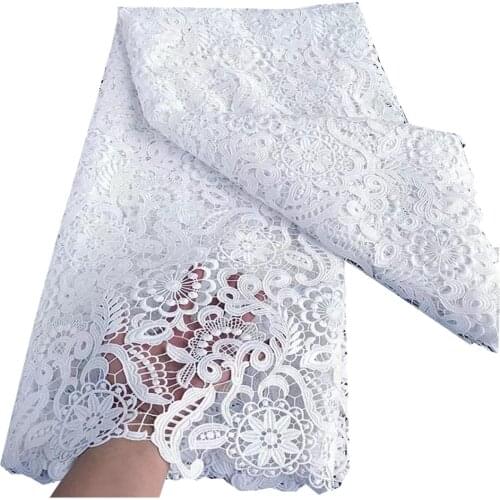 French White Guipure Lace Fabric 2021 High Quality Nigerian Lace Fabrics Sewing African Lace Fabric For Wedding Dress JY-115
