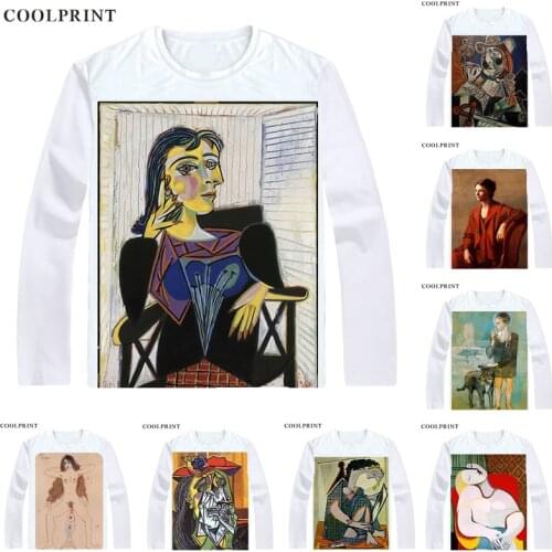 Pablo Picasso T-Shirts Long Sleeve Shirts Oil Painting The Mackerel A Rooster Dove of Peace The Absinthe Drinker Cosplay Shirt