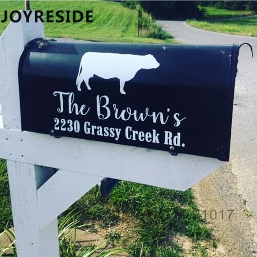 Cow Patterns Mailbox Address Sign Decal Wall Sticker Home Address Boxes Vinyl Decals Stickers Mail Box Customed Names Mural M080