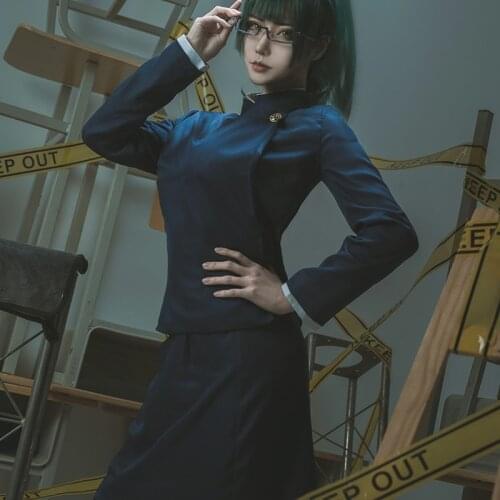 Japanese Anime Jujutsu Kaisen Cosplay Costume Halloween Clothes Set For Zenin Maki Cos Clothing Top+Skirt+Wig