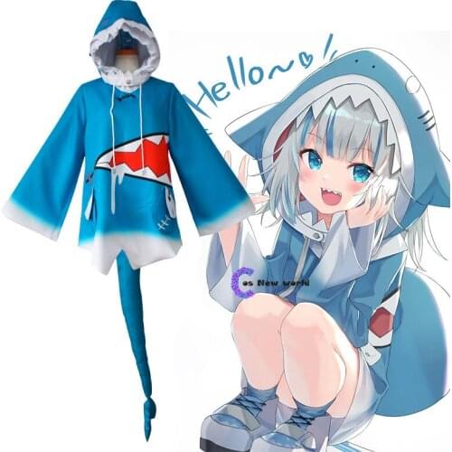 Vtuber Hololive Gawr Gura Shark Hoody Hoodie Uniform Outfit Customize Cosplay Costumes
