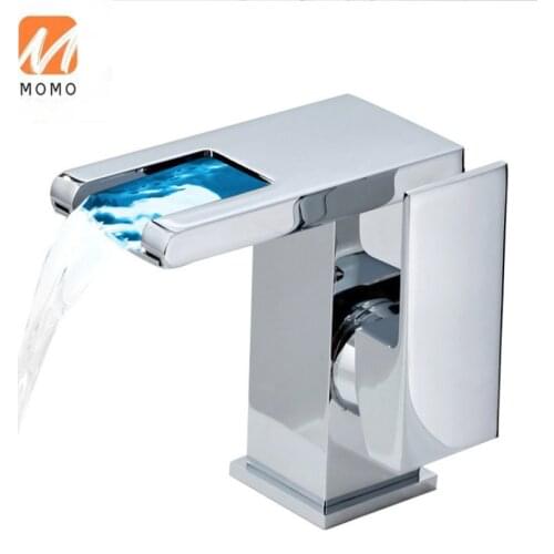 Brass LED Basin Mixer Faucet Matte Black Water Power Generation Bathroom Taps Gold&Chrome Basin Mixer With Led Light