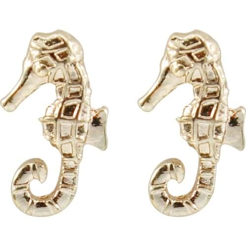 Fashion Gold Color Sea Horse Stud Earrings For Women Girls Kids Lovely Simple Animal Earrings Cute Jewelry Girls Gift