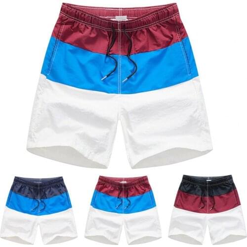 Men Patchwork Swimwear Beach Shorts Swim Shorts with Pockets Skin-friendly Polyester Men Summer Beach Board shorts for Beach