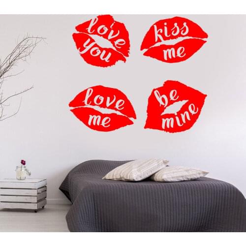 Set Of 4 Lips Wall Sticker Beauty Salon Makeup Shop Window Decor Vinyl Home Decor Couple Room Bedroom Decal Removable Mural S117