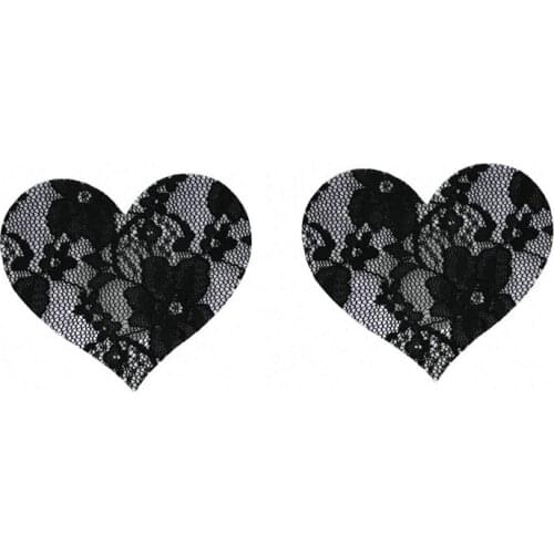 Love Shape Breast Lift Stickers Lace Floral Intimates Accessories Women Nipple Stickers Black Disposable Sex Nipple Tape NCW098