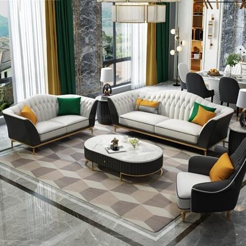 New Style Light Luxury Palace Style Simple Leather Sofa Modern Master Design Fashionable Home Furniture Set For Living Room