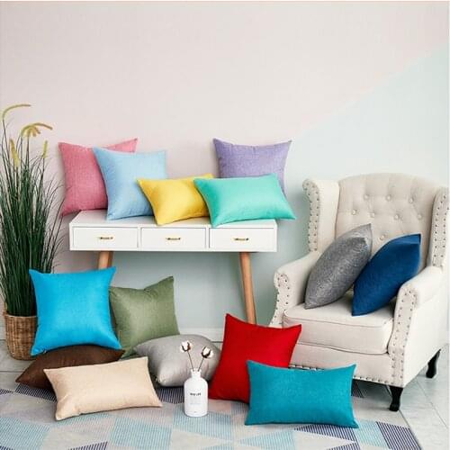 Solid Plain Double Side Print Imitation Linen Cloth Cushion Covers Cojin 45×45 40*40 Throw Pillows 50x50 Sofa Living Room Decor