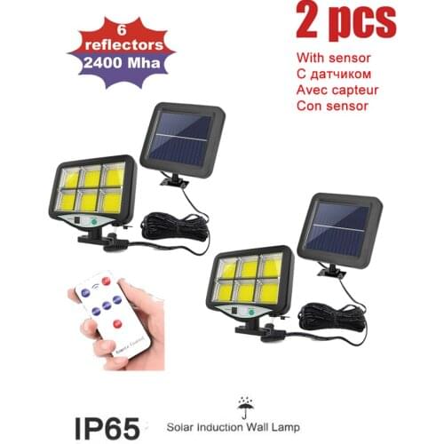2pcs seperable 120 LED Solar Power Street Light PIR Motion Sensor solar wall Lamp Outdoor Waterproof remote control rotate brack