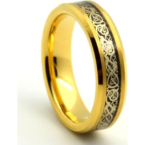 New Trend 6mm Gold Color Tungsten Carbide Ring Comfort For Women Engagement Party Anniversary Gift Jewelry US Size