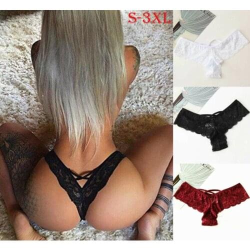 Women Lace Sexy Lingeriel Brief Panties Thong Knicker Racerback Underwear Fashion Sexy See-Through Lace Lady Exotic Sex Briefs