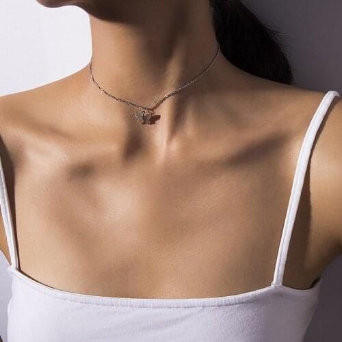 Boho Cute Butterfly Choker Necklace Women Clavicle Chain Statement Charm Jewelry