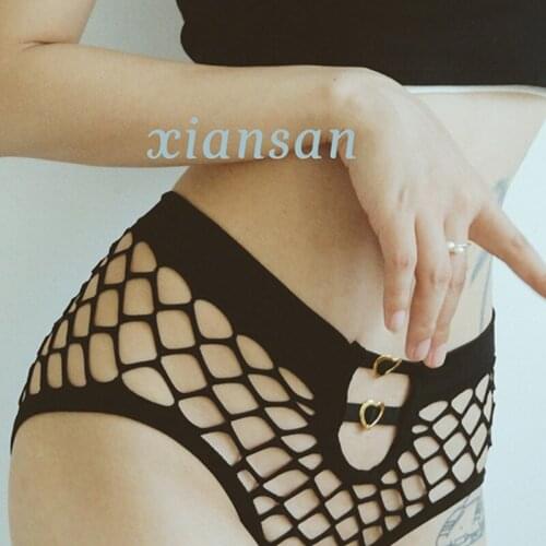 SP&CITY Fish Net See Through Underwear For Women Temptation Transparent Sexy Lingerie Hollow Out Panties Seamless Briefs Tanga