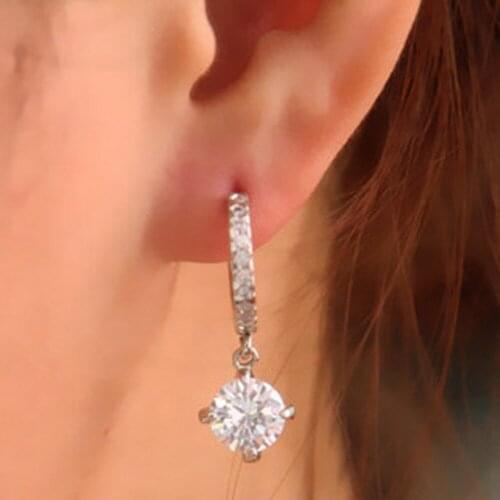 1 pair of womens earrings fashion wild crystal rhinestone round earrings heart and arrow zircon earrings серьги женские 50