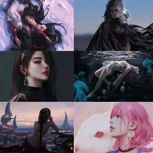 5D DIY Cartoon Girl Full Square/Round Diamond Mosaic Embroidery Diamond Painting Home Decoration Painting