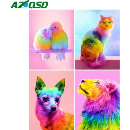 AZQSD Diamond Painting Cat Dog Parrot Cross Stitch Rhinestones Full Drill Diamond Embroidery Animal Mosaic Handicraft Home Decor