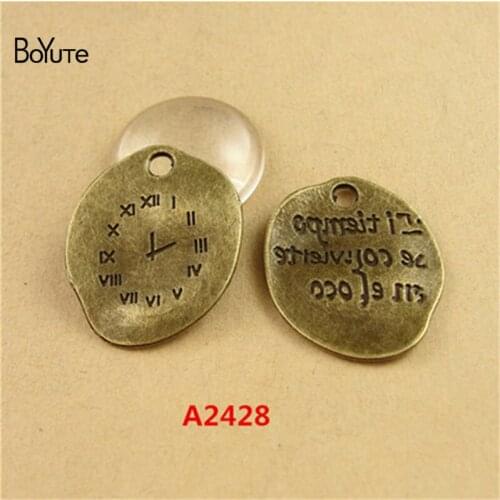 BoYuTe (60 Pieces /lot) 25*22MM Antique Bronze Plated Zinc Alloy Clock Charm Pendant Diy Necklace Jewelry Findings Accessories