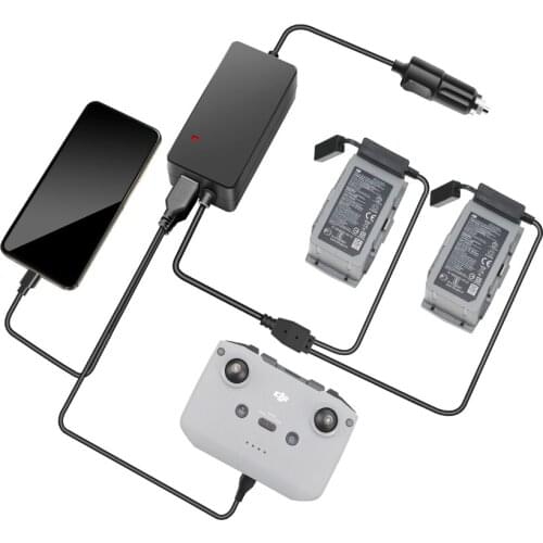 Fast Car Charger For DJI Mavic Air 2 Drone Intelligent Battery Charging Hub Mavic Air 2 Car Connector 2 Batteries Charger