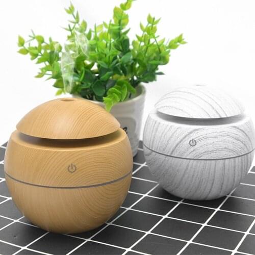 Electric Humidifier Essential Aroma Oil Diffuser Ultrasonic Wood Grain Air Humidifier USB Mini Mist Maker LED Light For Home