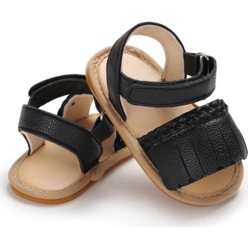 Baby Non-slip Sandals Infant Baby Summer Sandals Solid Tassel Soft Sole Crib Shoes Newborn Prewalkers