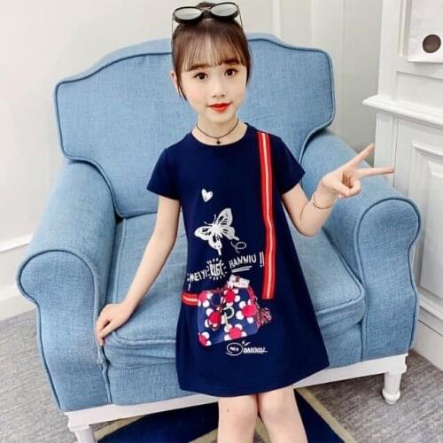 2021 Kids Girls Dresses Summer Birthday Princess Dress Toddler Cotton Clothes Children Short Sleeve Butterfly Dress Clothing