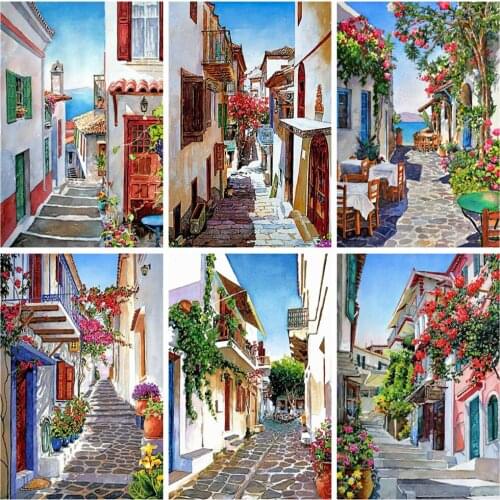 EverShine Diamond Mosaic Full Drill Street Picture Of Rhinestones Diamond Painting Town Cross Stitch Landscape Bead Embroidery