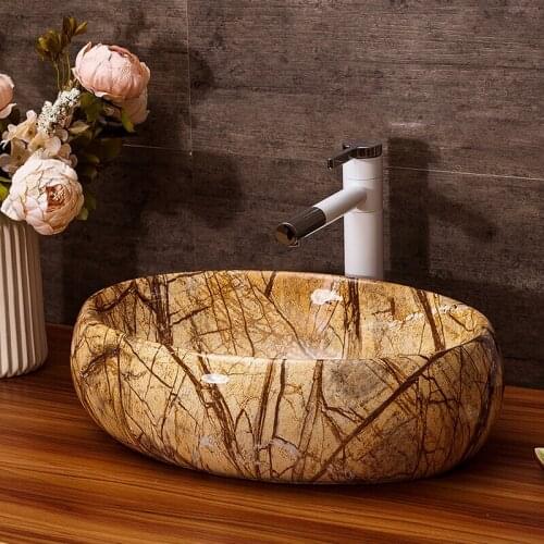 Jingdezhen factory directly art hand painted ceramic patterned ceramic wash basin Bathroom Sink