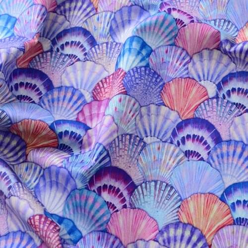 Purple Shell Conch Printed Cotton Fabrics Patchwork By Half Meter Sewing For Clothes Crafts Home Decor Handmade Cloth DIY Materi