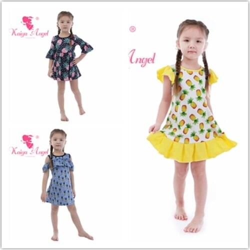 Kaiya Angel 2018 Toddler Girl Yellow Pineapple Summer Dresses Children Princess Party Princess Toddler Girls Spring clothes