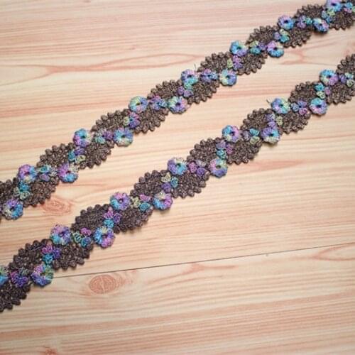 3.cm or 1.37" Wide Victorian Antique Venise Embroidery Lace Trim in Metallic Gold+Rainbow Color for Wedding Gown, Costume Design