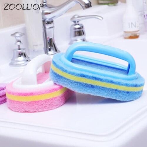 Kitchen Cleaning Bathroom Toilet Kitchen Glass Wall Cleaning Bath Brush Plastic Handle Sponge Bath Bottom Cleaning Tools