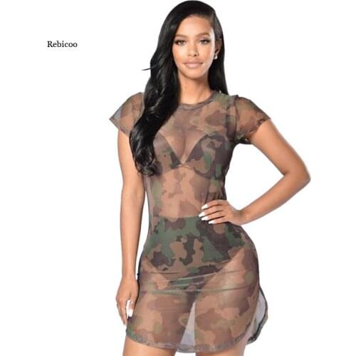 Fashion Women Sexy Short Mini Party Club Dress Clothing Ladies Mesh See Through Dress for Girl Summer