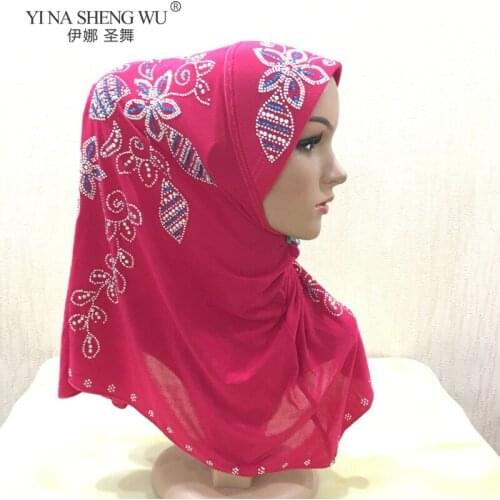 Fashion Glitter Peacock Malaysia One-Piece Amira Instant Hijab Ready To Wear Head Wrap Muslim Islam Headscarf Pull On Headwear