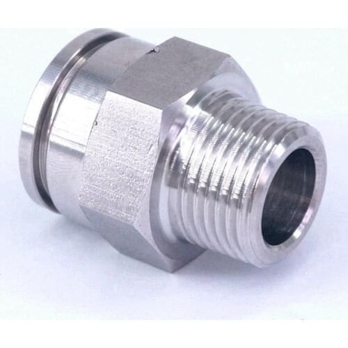 Pneumatic Straight Tube OD 16mm*3/8"BSP 304 Stainless Male Push in Fitting Quick Connector Anticorrosion Antioxidation
