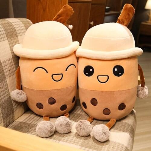 25-65CM Cartoon Milk Tea Shaped Pillow Plush Toys Real Life Stuffed Soft Back Cushion Funny Food Gifts For Kids Girl Birthday