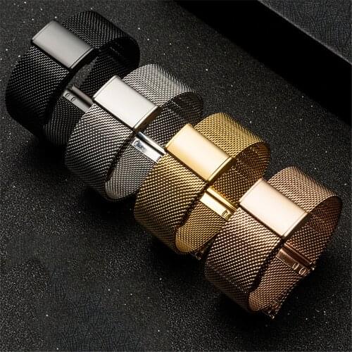 20mm 22mm Universal Milanese Loop Watchband Men Women Slim Stainless Steel Metal Buckle Watch Strap Band Bracelet Accessories