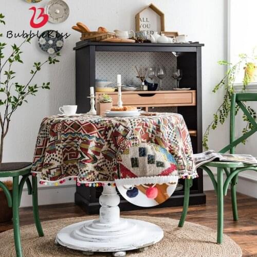 Bubble Kiss European Luxury Round Table Cloth Jacquard Table Cover with Tassel Embroidered Tablecloth for Weddng/party Decor