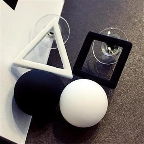 Temperament personality simple triangle five-pointed star asymmetric wild stud earrings female ball earrings for women