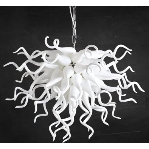 Contemporary Milk White Chandelier Lamps Murano Glass Chain Lighting for Coffee Table LED Home Light Living Room Decor