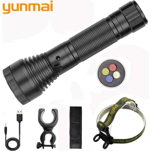 4 Color LED Flashlight High Quality USB Rechargeable Flashlight 18650 Battery Aluminum Alloy Fishing Lantern For Night Hiking