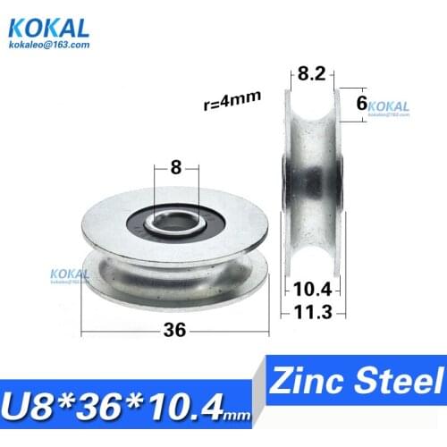 [U0836-10] 10pcs/Lot 608 628 638 nonstandard inner diameter 8mm U groove guide rail Stripping machine DIY bearing wheel 8X36X10