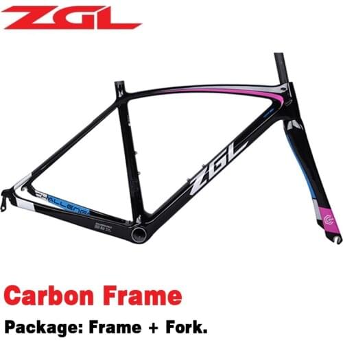 ZGL Carbon Bike Frame Road Bike V Brake Frame 430 /470 /500 / 530 700C Wheel Size Bicycle Frame with Fork Racing Bike Road Frame