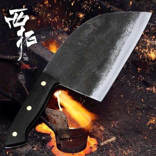 XITUO Full Tang Handmade Forged Chef Knife Hard Clad Steel Blade Butcher Slaughter Cleaver Kitchen chopper knife for meat bones