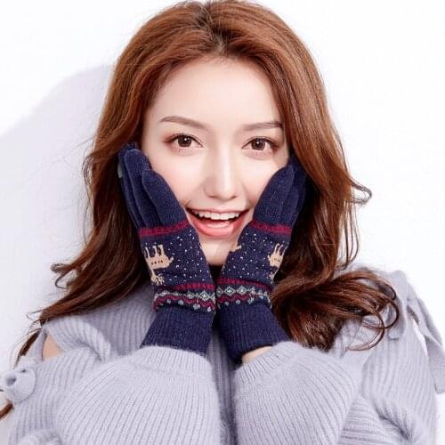 Ladies Outdoor Riding Running Gloves Knitted Touch Screen Gloves Autumn And Winter Warm Wool Plus Velvet Thickening Sport Glove