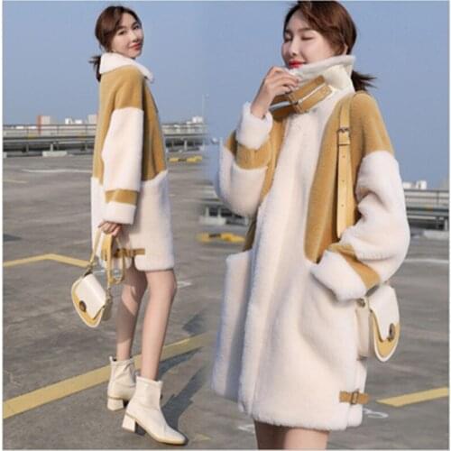 Winter Sheep Shearing Women Coat Female Particles Cashmere Coat Lamb Down Fur Coats Fur Women New Autumn Winter Femme Coats 706